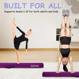 ZERRO CCLIFE Schwebebalken für Zuhause Kinder, 240cm Balken Turnen Faltbare, Turnbalken Gymnastik Balance, Lila