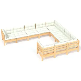 vidaXL Garten-Lounge-Set 10-tlg. creme Kiefernholz