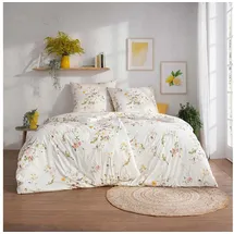 Estella Mako Interlock Jersey Bettwäsche Leoni multicolor 155x220 cm + 80x80 cm - weiß;grün