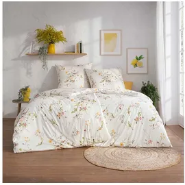 Estella Mako Interlock Jersey Bettwäsche Leoni multicolor 155x220 cm + 80x80 cm - weiß;grün