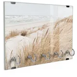 DEQORI Schlüsselbrett 'Winterstrand Stille', (1 St), Schlüsselhalter Schlüssel Haken Schlüsselboard modern Schlüsselleiste beige|grau