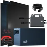 sunniva Balkonkraftwerk Full Black Bifazial 1840 W inkl. 2,01 kWh  + 4 x 460 W N-Typ Glas-Glas Bifacial Module
