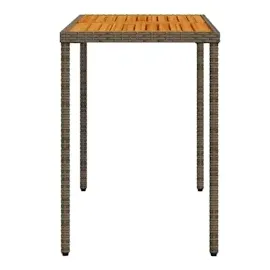 vidaXL Gartentisch mit Akazienholz-Platte Grau 115x54x74cm Poly Rattan