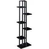 [en.casa] Pflanzenregal, Schwarz Hochglanz, Metall, Marmor Optik, 34x120x21 cm, Wohnzimmer,, -