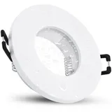 linovum Einbaustrahler Rahmen ISAWO für LED IP65 Wasserschutz mit GU10 Fassung 230V - Einbaulampe weiß rund für Bad & Außen
