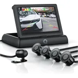 Aplic Rückfahrkamera, Einparkhilfe mit 4x Parksensoren, Kamera & 4,3" Monitor mit Nachtsicht