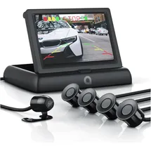Aplic Rückfahrkamera, Einparkhilfe mit 4x Parksensoren, Kamera & 4,3" Monitor mit Nachtsicht