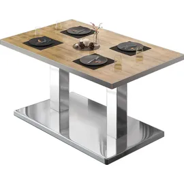 GGM Möbel Bistro Loungetisch 110 x 60 x 41 cm Eiche/Edelstahl