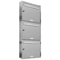 AL Briefkastensysteme 3er Edelstahl Briefkastenanlage Silber