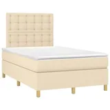 vidaXL Boxspringbett mit Matratze Creme 120x190 cm Stoff