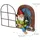 Relaxdays Zwerg mit Fenster, wetterfeste Gartendeko, Baumzwerg zum Aufhängen, HxBxT 14,5 x 10,5 x 4 cm, Kunststein, bunt