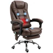 Vinsetto Bürostuhl mit Massagefunktion, Ergonomisch Schreibtischstuhl mit Liege- & Wärmefunktion, Höhenverstellbar Computerstuhl mit Fußstütze,
