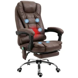 Vinsetto Bürostuhl mit Massagefunktion, Ergonomisch Schreibtischstuhl mit Liege- & Wärmefunktion, Höhenverstellbar Computerstuhl mit Fußstütze,