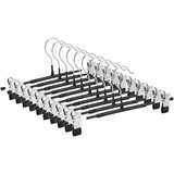 Dünne Hosenbügel, GUANJUNE rutschfeste Hosenbügel mit Verstellbaren Clips, Platzsparende Kleiderbügel für Kleidung, Rock, Jeans, Mantel (Schwarz, 10)