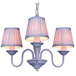 Barock Pendelleuchte mit Plissee-Schirm 3-Flammig, Lila Leuchte Lampe