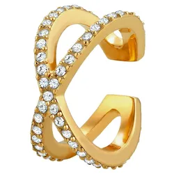 Elli Single Earcuff Kreuz Kristalle 925 Silber Earcuffs   Damen 