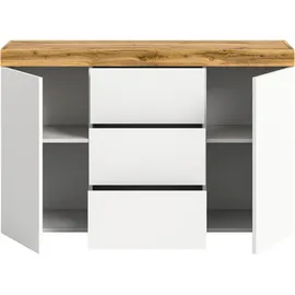 xonox.home Sideboard Sugar 125 x 80 x 37 cm Weiß / Eiche Wotan
