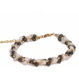 FIRETTI Armband FIRETTI "Schmuck Geschenk Armschmuck Armkette Edelstein Farbstein Hämatit", bunt (gelbgoldfarben, grau, weiß, grau), Armbänder, Damen, 22cm, Messing Perlen, Messing, Perlen, Armband, Made in Germany - mit Hämatit - mit Süßwasserzuchtperle