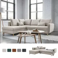 MIUFORM Scandic Lagom - Ecksofa mit Bettfunktion L-FORM LINKS - 242x202cm - Beige - Sofa Schlafsofa Couch - Beige