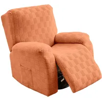 Lehnstuhlhussen - Weiche Stretch Liegestuhl Schonbezüge Sesselbezug, rutschfeste Liegestuhlbezug mit Seitentasche für Einzelsitz Liegestuhl für Stuhlschoner (Orange Cookie)