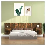 vidaXL Bettkopfteil mit Nachttischen Räuchereiche Holzwerkstoff