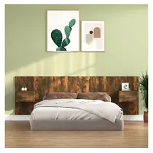 vidaXL Bettkopfteil mit Nachttischen Räuchereiche Holzwerkstoff