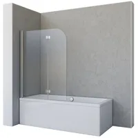 Schulte Badewannenfaltwand Breathe, 2-teilig faltbar - 112 x 142 cm, 5 mm Sicherheitsglas (ESG) Klar hell, Chromoptik