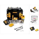 DeWalt DCW 604 D1 Akku Kombifräse 18V 55mm + 1x Akku 2,0 Ah + 1x Schnellladegerät + Bosch 18 teiliges Fräser Set
