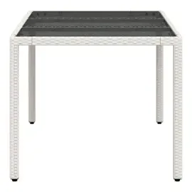vidaXL Gartentisch mit Glasplatte Weiß 150x90x75 cm Poly Rattan