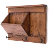 Design Delights Schlüsselbrett, Hellbraun, Holz, Echtholz,Recyclingholz, Vintage, 50x35x13 cm, Garderobe, Schlüsselboards & -kästen