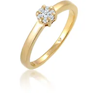 Elli DIAMONDS Blume Verlobung Diamant (0.12 ct.) 585 Gelbgold Ringe Damen