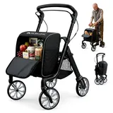 Mobiclinic Klappbarer Rollator + Einkaufswagen 2 in 1 6-fach höhenverstellbar Schwarz