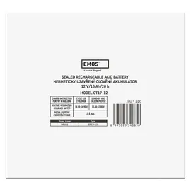 EMOS Wartungsfreier Bleiakku 12V 18Ah - AGM Batterie - Für Notbeleuchtung, Alarmsysteme, USV-Geräte - Ventilgesteuert, Sicherheitsventile - 181x77x167 mm