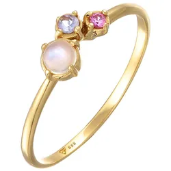 Elli PREMIUM Mondstein Tansanit synth. Saphir 585er Gelbgold Ringe   Damen