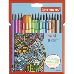 STABILO Premium-Filzstift Pen 68 Kartonetui VE=18 Farben