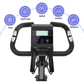 Dskeuzeew Heimtrainer Fahrrad Klappbar für Zuhause - BIGZZIA 4-in-1 Heimtrainer mit 8 Stufen verstellbarem Magnetwiderstand und Spannseil, klappba... - Schwarz