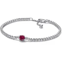 PANDORA Timeless Funkelndes Rundes Pavé Tennisarmband in Sterling-Silber mit Rotem Cubic Zirkonia, Gr. 18, 592403C01-18