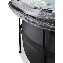 EXIT TOYS Black Leather Pool 427 x 122 cm inkl. Sandfilter, Abdeckung und Wärmepumpe