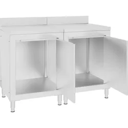 DELUKE® Edelstahl Arbeitsschrank mit Aufkantung LEDO 120x60x96cm, Mit Staufach, Edelstahl Gastro-Arbeitstisch Arbeitsfläche Gastro-Küchenschrank