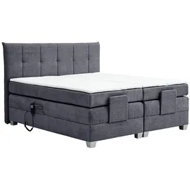 Inter Boxspringbett Bern 200x200 cm mit Motor Anthrazit Coral 80 - Grau