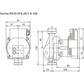 WILO Varios PICO 25/1-8-130, G 1 1/2, 130mm, 230 V