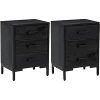 VidaXL Nachttische 2 Stk. Schwarz 40x30x55 cm Massivholz Kiefer