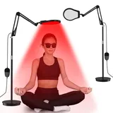 Hottoerak Rotlichtlampe Stehlampe, 940nm & 850nm & 660nm Infrarotlampe, 150 LEDs Infrarotlampe mit 5 Helligkeitsstufen &10/20/30Minuten Timer, Höhenverstellbar, Red Lights für Hausgebrauch