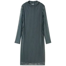 TOM TAILOR Damen Mesh-Kleid, blau, Gemustert, Gr. 36