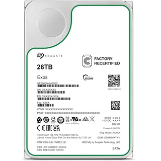 Seagate Exos 26TB Interne Server Festplatte ST26000NM000C 3,5 Zoll HDD SATA3, 7200RPM, 512MB Cache