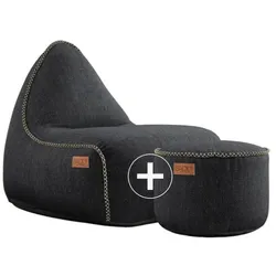 RETROit Cobana Outdoor Sitzsack Loungsessel mit Hocker – Sparset schwarz