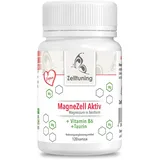 Magnesium Hochdosiert Kapseln - MagneZell Aktiv, Magnesium Komplex Vegan - 120 Magnesium Pulver Kapseln, Mit Vitamin B6 und Taurin - Zelltuning Magnesium Ohne Zusatzstoffe aus Deutschland