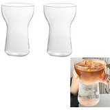 NSXIN Latte Macchiato Gläser Cappuccino Kaffeegläser 400ml 2er Set Teegläser Kristall Glas Eisbecher, Transparent, Hitzebeständig, Cocktail, Kaffee, Latte Macchiato, Modern (Typ A /400ml,2 STK)