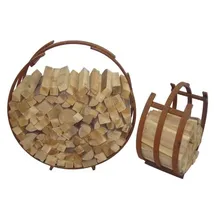 LINDER EXCLUSIV Brennholzregal 2er Set Stahl 0,80 m Rost-Optik Braun