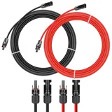 KBE Solarkabel inkl. Stecker Verlängerung 0,5-50m 4mm2 6mm2 - PV Kabel H1Z2Z2-K beidseitig rot/schwarz - Photovoltaik Solar-Verbindungskabel (2X 0,5m 6mm2 / 0% MwSt.)